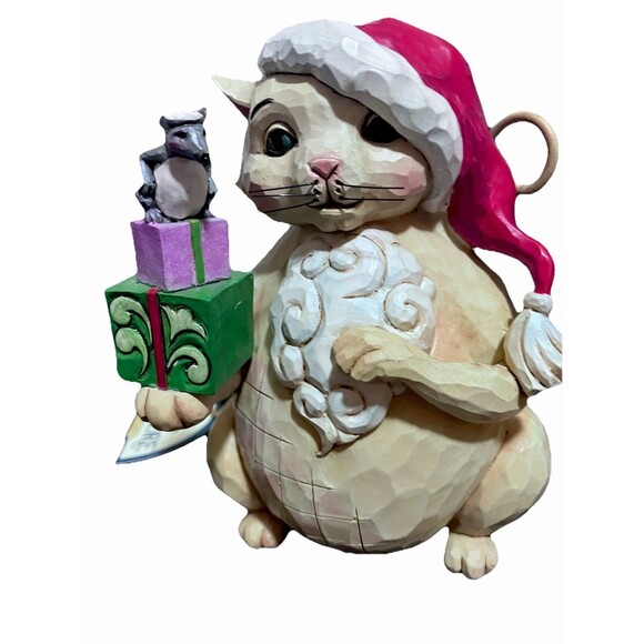 Jim Shore Heartwood Creek Unwrap some snuggles Christmas Cat 4047693 Santa Hat - Picture 9 of 11